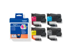 Cartouche brother jet d'encre lc521val pack 4 encres noir/cyan/magenta/jaune