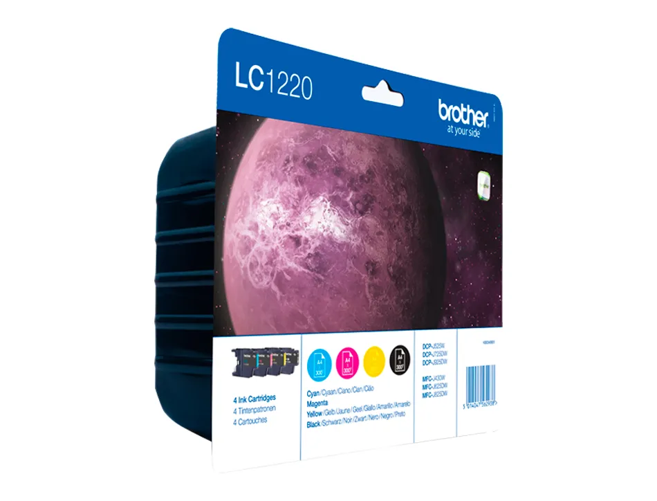 Cartouche brother jet d'encre lc1220 pack 4 couleurs noir/jaune/magenta/cyan