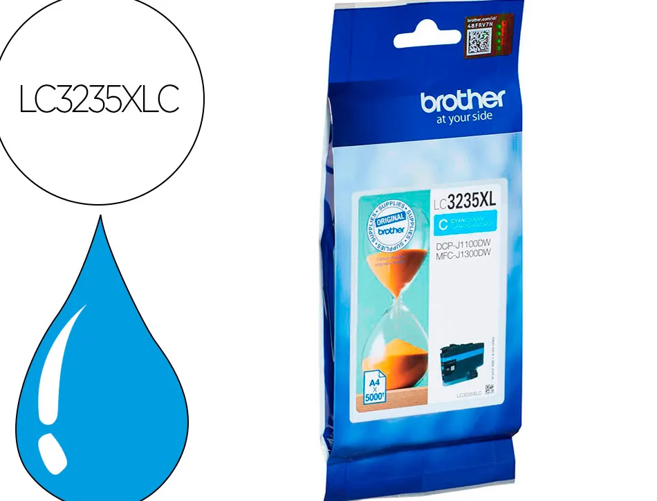 Cartouche brother jet d'encre lc3235xlcy couleur cyan 50000 pag