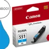 Cartouche canon jet d'encre 6444 b001-cli551cxl couleur cyan haute capacité 715p