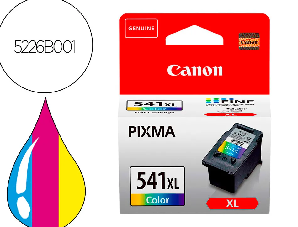 Cartouche canon jet d'encre 5226b005-cl541xl sous blister haute capacite 250p couleurs cyan magenta jaune