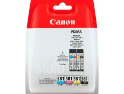 Cartouche canon jet d'encre cli 581 pixma multipack 5,6ml x 4 couleurs noir jaune cyan magenta