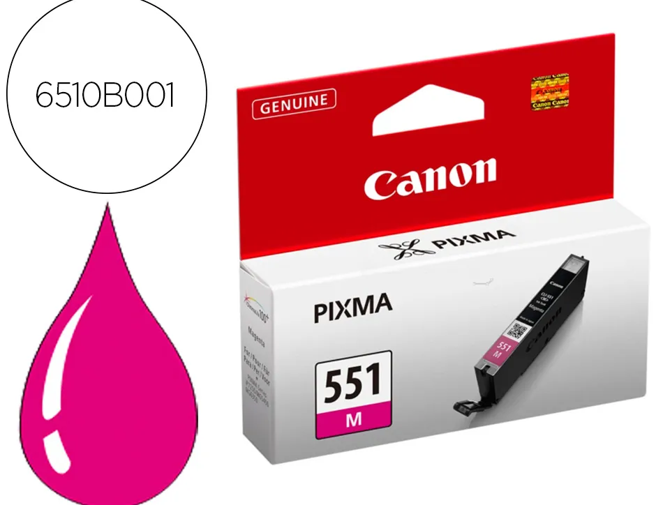 Cartouche canon jet d'encre 6510 b001-cli551m couleur magenta 306p