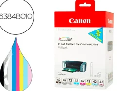 Cartouche canon jet d'encre cli-42 pixma pro-100/100s multipack de 8 couleurs 13ml bk gy lgy cm y pc pm