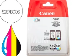 Cartouche canon jet d'encre pack pg-545 + cl-546 noir et couleurs 180p