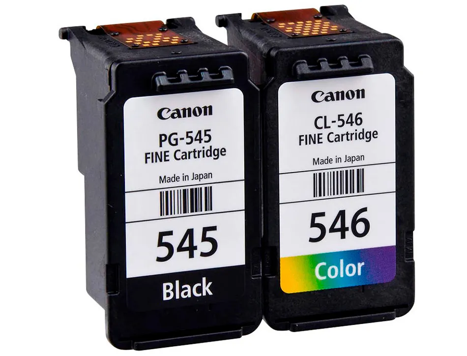 Cartouche canon jet d'encre pack pg-545 + cl-546 noir et couleurs 180p