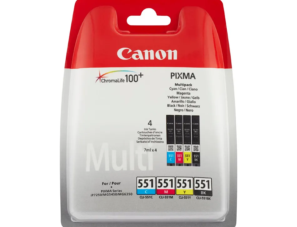 Cartouche canon jet d'encre pgi-551bk multipack 4 couleurs 349p