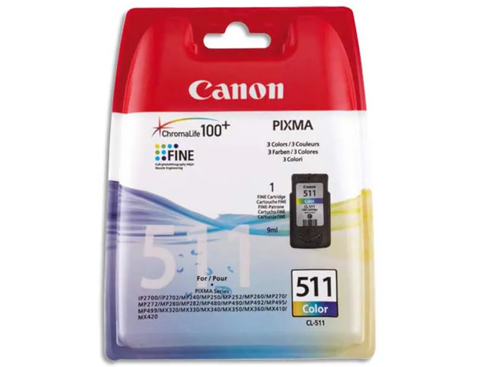 Cartouche canon jet d'encre 2972 b001-cl511 tête+encre 3 couleurs cyan/magenta/jaune 240p
