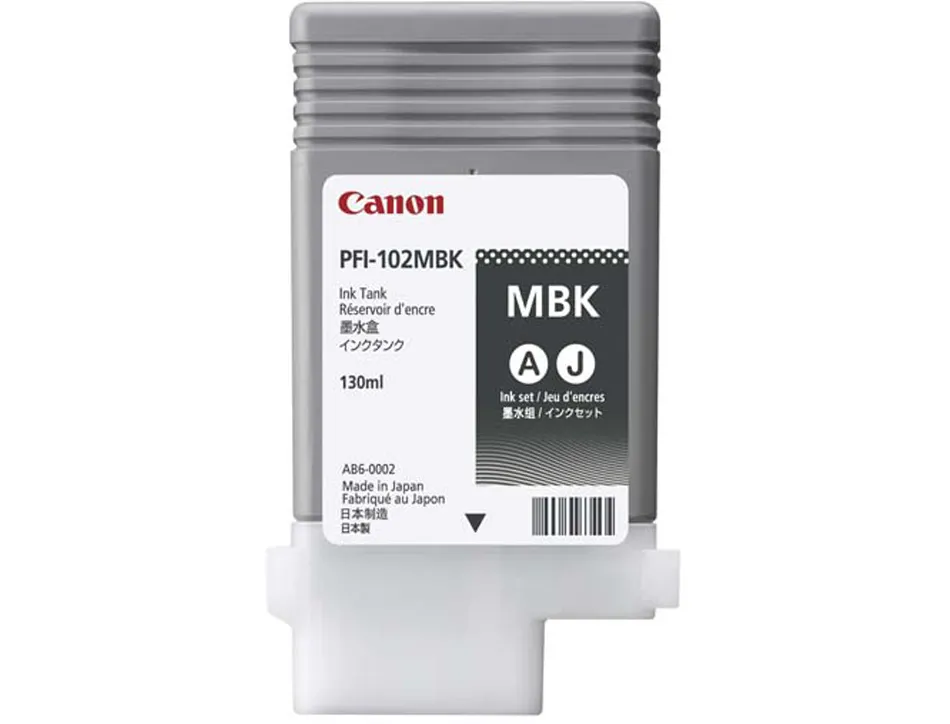 Cartouche canon jet d'encre pour ipf500 510 600 610 655 700 710 750 755 lp17 24 couleur noir mat 130ml pfi-102mbk