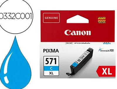 Cartouche canon jet d'encre 0332c001-cli-571xlc haute capacité cyan