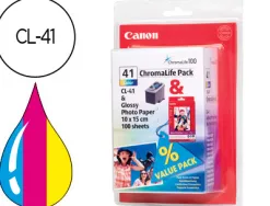 Cartouche canon jet d'encre 0617 b001-cl41 3 couleurs cyan/magenta/jaune 155p