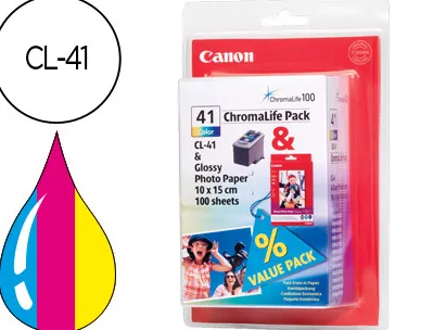 Cartouche canon jet d'encre 0617 b001-cl41 3 couleurs cyan/magenta/jaune 155p