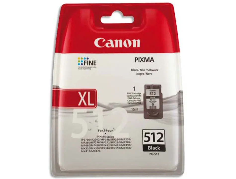 Cartouche canon jet d'encre 2969 b001-pg512 tête+encre couleur noir 400p