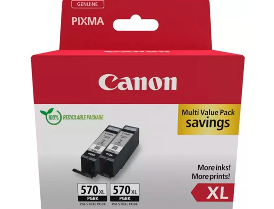 Cartouche canon original pgi-570xl noir pack 2 unites