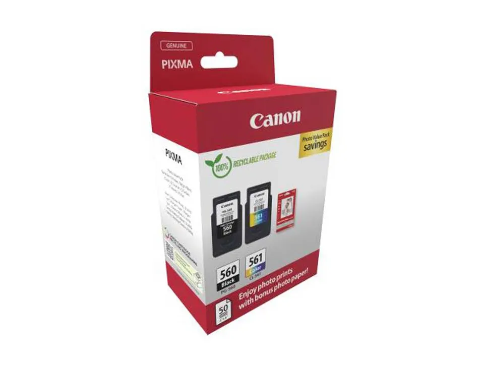 Cartouche canon original pg-560/cl-561 pack 2 unites noir + cyan-magenta-jaune