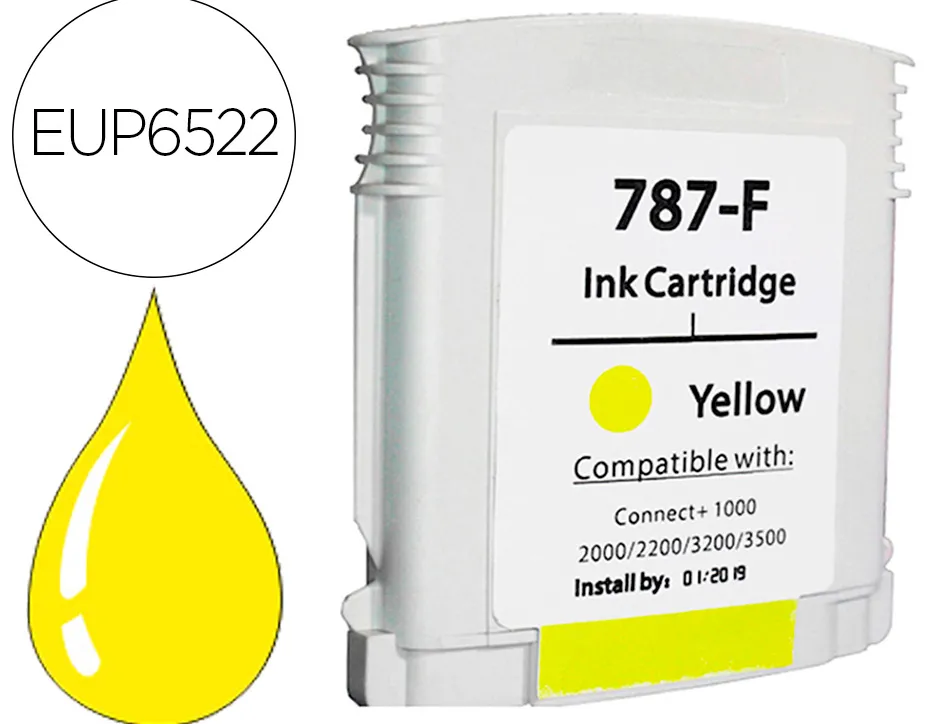 Cartouche compatible avec pitney bowes haute capacite pour machine affranchir connect + 1000/2000/2200/3200/3500 jaune