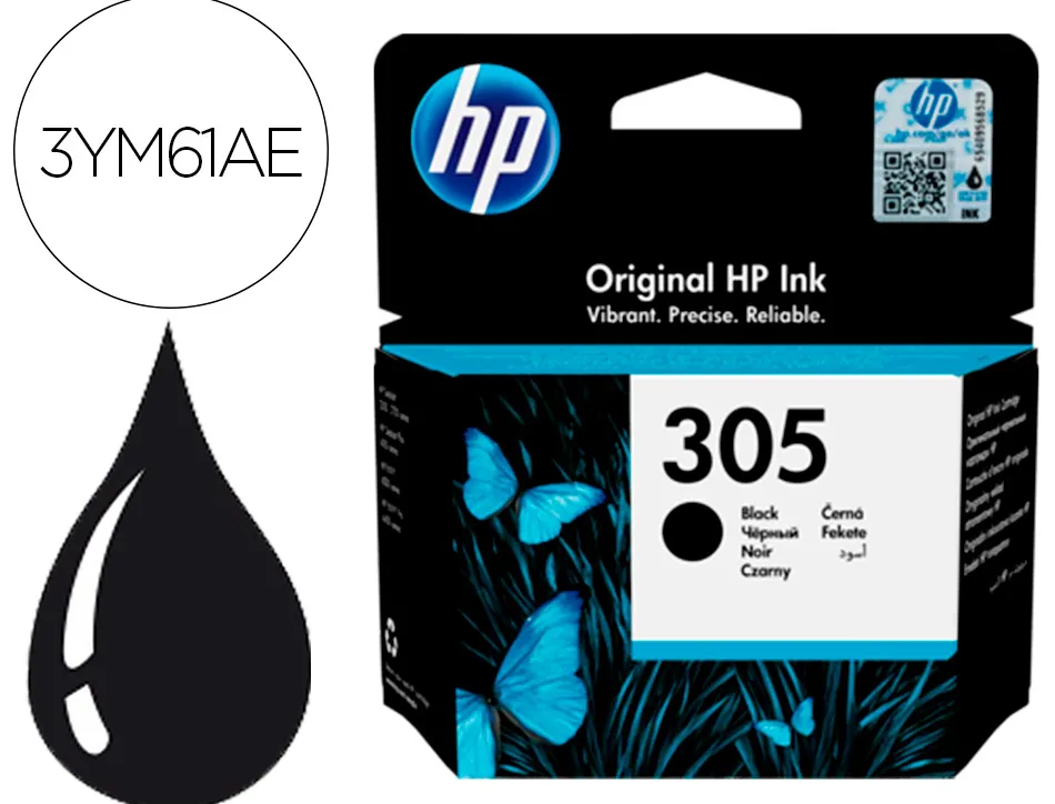 Cartouche d'encre hp 305 pour hp envy 6010/22/30/32 et deskjet noire 2710/2720/2721/2722/2723/2724