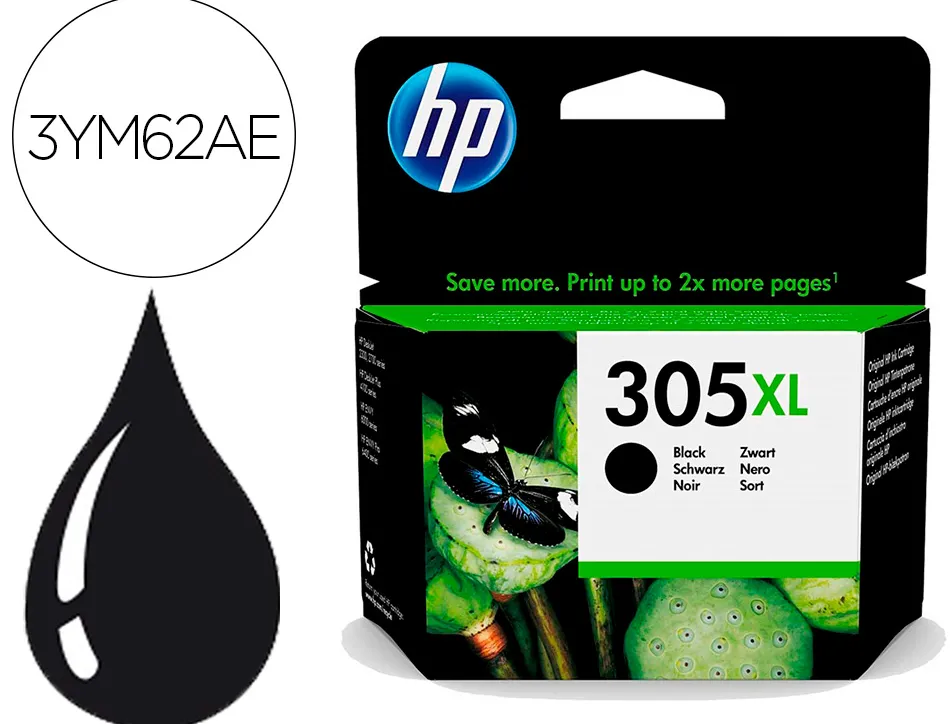 Cartouche d'encre hp 305xl pour hp envy 6010/22/30/32 et deskjet noire 2710/2720/2721/2722/2723/2724