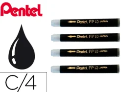 Cartouche d'encre pentel pocket brush encre noire pigments lot 4 unités
