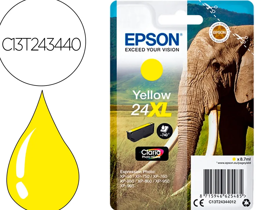 Cartouche encre epson claria photo hd ink 24xl jaune
