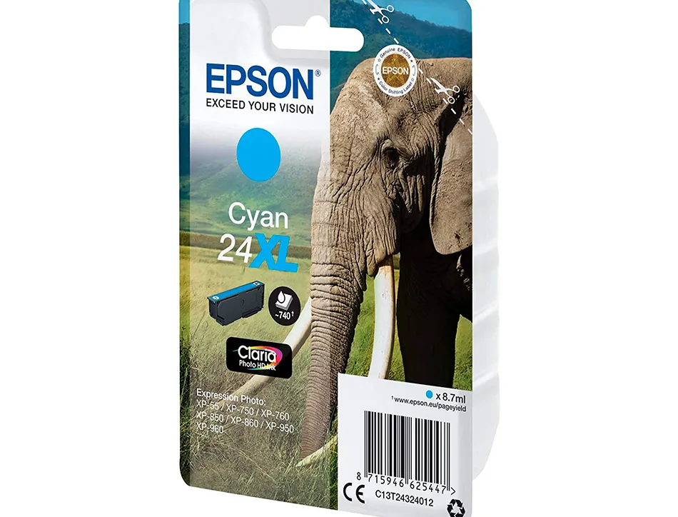 Cartouche encre epson claria photo hd inká cian 24xl expression photo xp-760/950