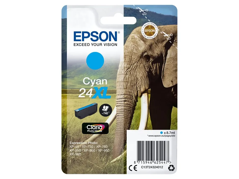 Cartouche encre epson claria photo hd inká cian 24xl expression photo xp-760/950
