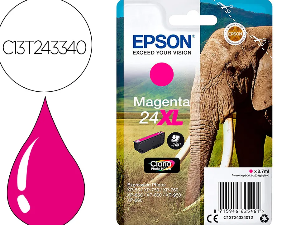 Cartouche encre epson claria photo hd ink 24xl magenta