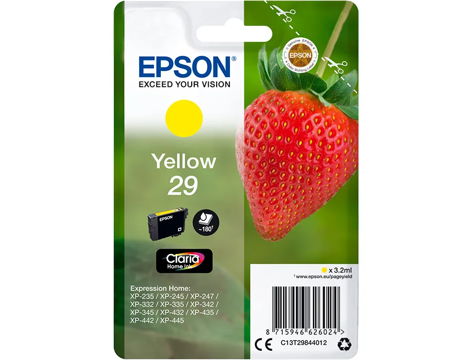 Cartouche encre epsoná singlepack 29 claria home ink fresa rf+am jaune