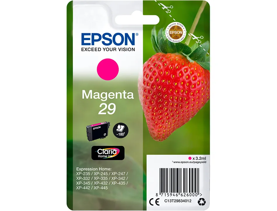Cartouche encre epsoná singlepack 29 claria home ink fresa rf+am magenta