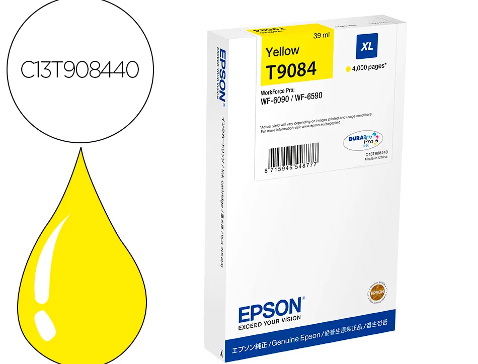 Cartouche encre epson wf-6590dwf/wf-6090dwáxl jaune