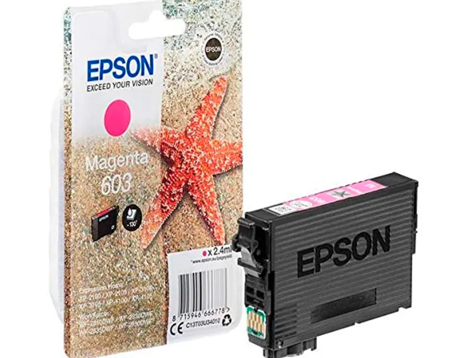 Cartouche encre epson 603 xp-2100 / 3100 / 4100 / wf-2810 / 2830 / 2835 / 2850 couleur magenta 130 pages