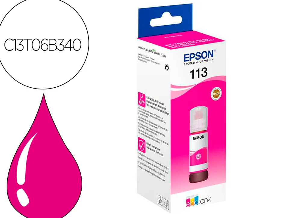 Cartouche encre epson ecotank c13t06b340 t113 magenta