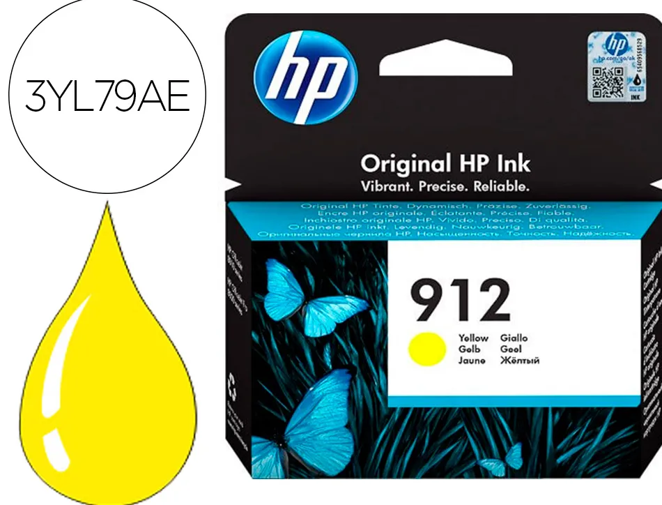 Cartouche encre hp 912 8010 / 8020 / 8035 couleur jaune 315 pages