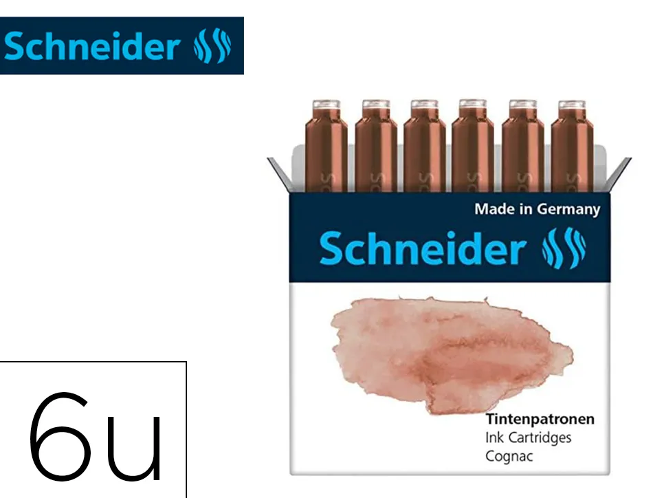 Cartouche encre schneider coloris cognac pastel boite 6 unites