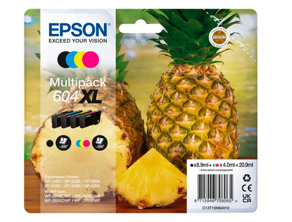 Cartouche epson jet d'encre ananas 604 xl couleur noir jaune cyan magenta multipack 4unites