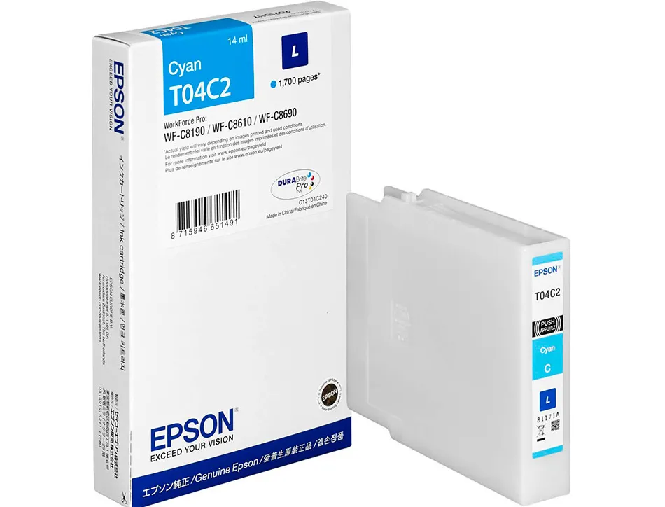 Cartouche epson jet d'encre t04c2 couleur cyan 1700 pag