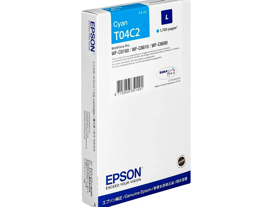 Cartouche epson jet d'encre t04c2 couleur cyan 1700 pag