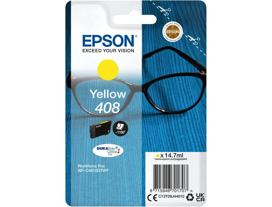 Cartouche epson jet d'encre 408 jaune 1100p