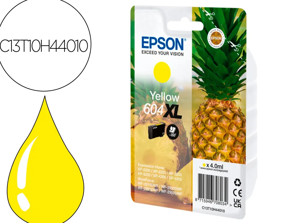 Cartouche epson jet d'encre ananas 10h44010 xl 8,9 ml 500p couleur jaune