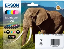 Cartouche epson jet d'encre éléphant 24 claria photo hd multipack de 6 couleurs