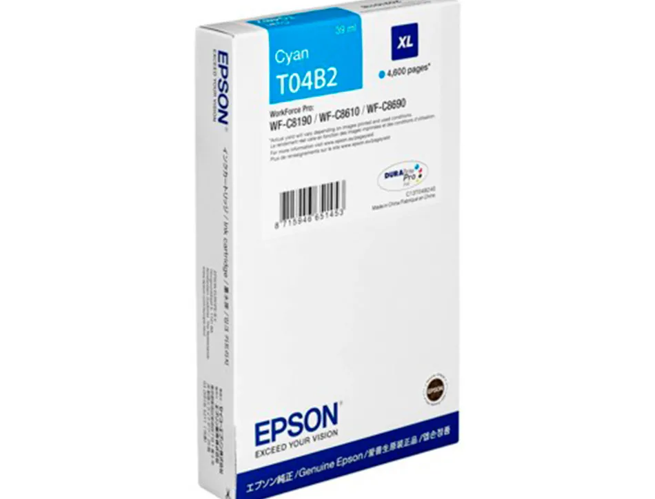 Cartouche epson jet d'encre t04b2 couleur cyan 4600 pag