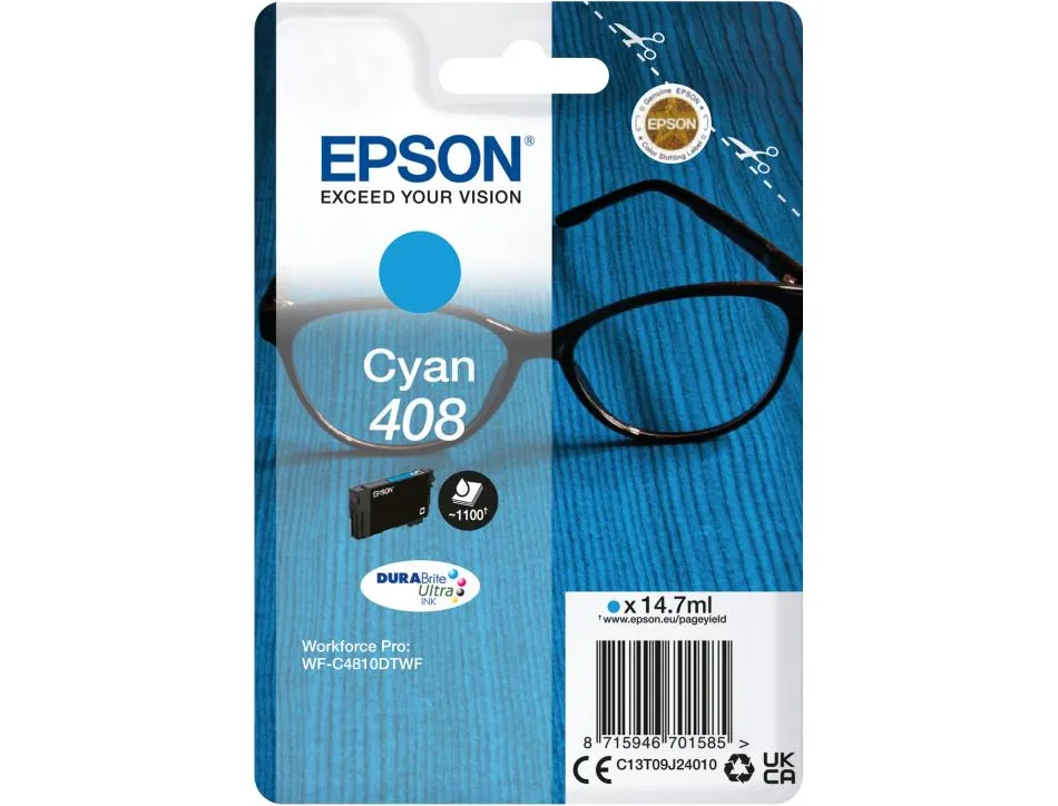 Cartouche epson jet d'encre 408 cyan 1100p