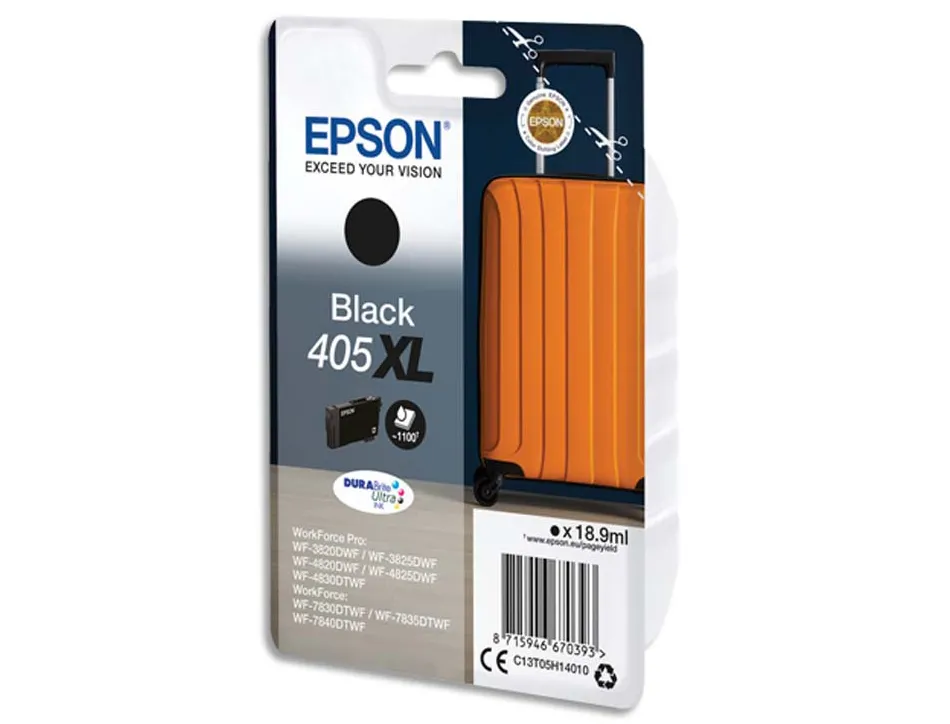 Cartouche epson jet d'encre 405 xl valise couleur noir 18 ,9ml