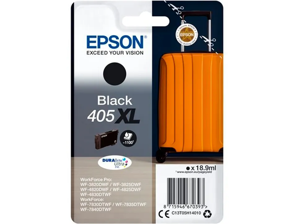 Cartouche epson jet d'encre 405 xl valise couleur noir 18 ,9ml