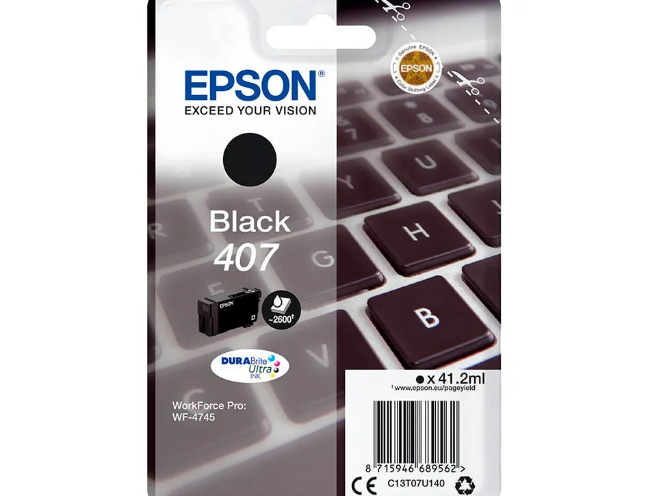 Cartouche epson jet d'encre 407 clavier couleur noir 2,6k