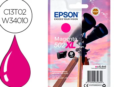 Cartouche epson jet d'encre 502 xl expression home xp 5100/5105 workforce wf2860/2860dwf couleur magenta 470p