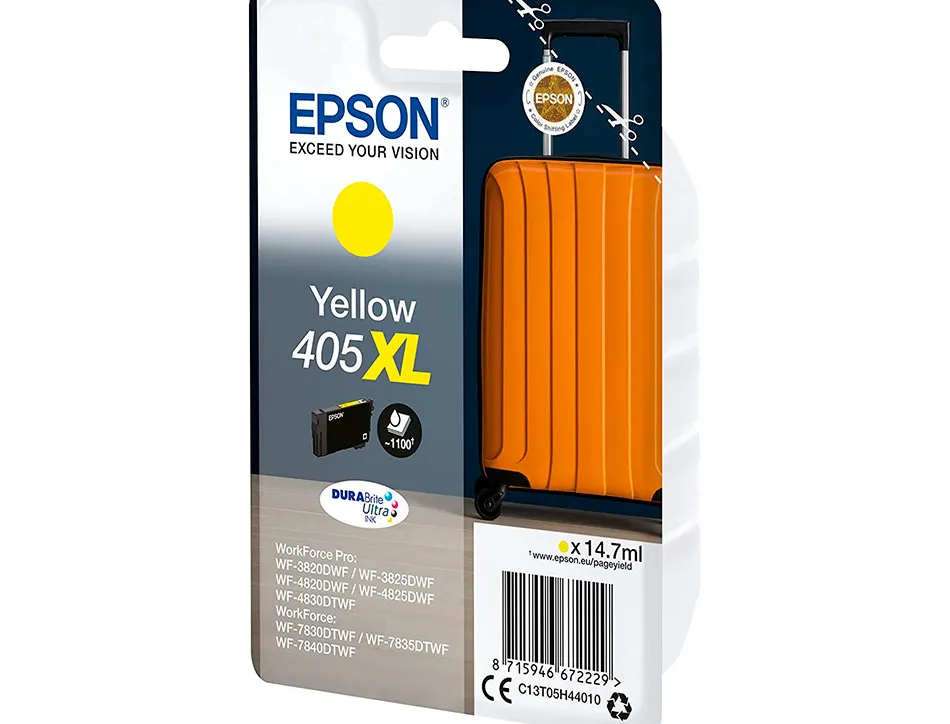 Cartouche epson jet d'encre 405 xl valise couleur jaune 14,7ml