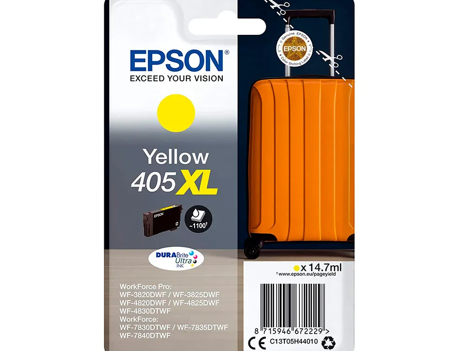 Cartouche epson jet d'encre 405 xl valise couleur jaune 14,7ml