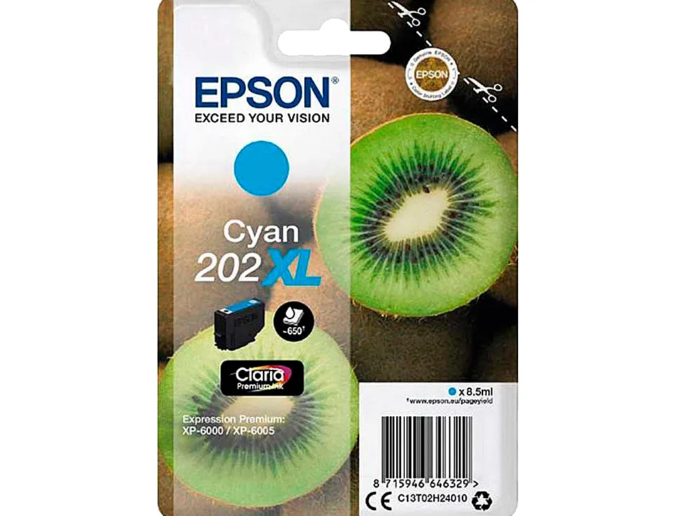Cartouche epson jet d'encre 202 couleur cyan 650p