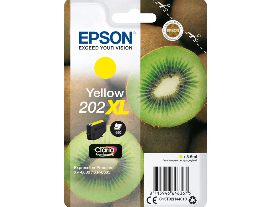 Cartouche epson jet d'encre 202 couleur jaune 650p